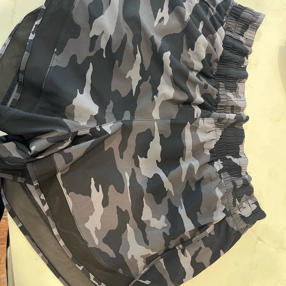 Athleta Black and Gray Camouflage Shorts